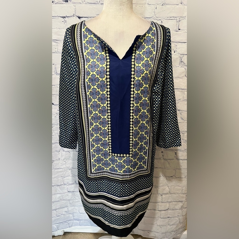The Limited Women's Colorful 3/4 Sleeve Shift Dress Size Large